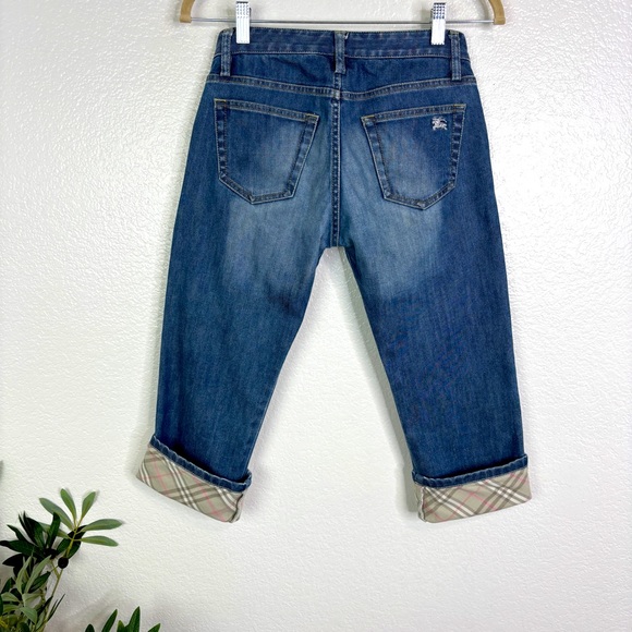 BURBERRY London Blue Label Nova Check Cuffed Capri Jeans - Picture 3 of 6